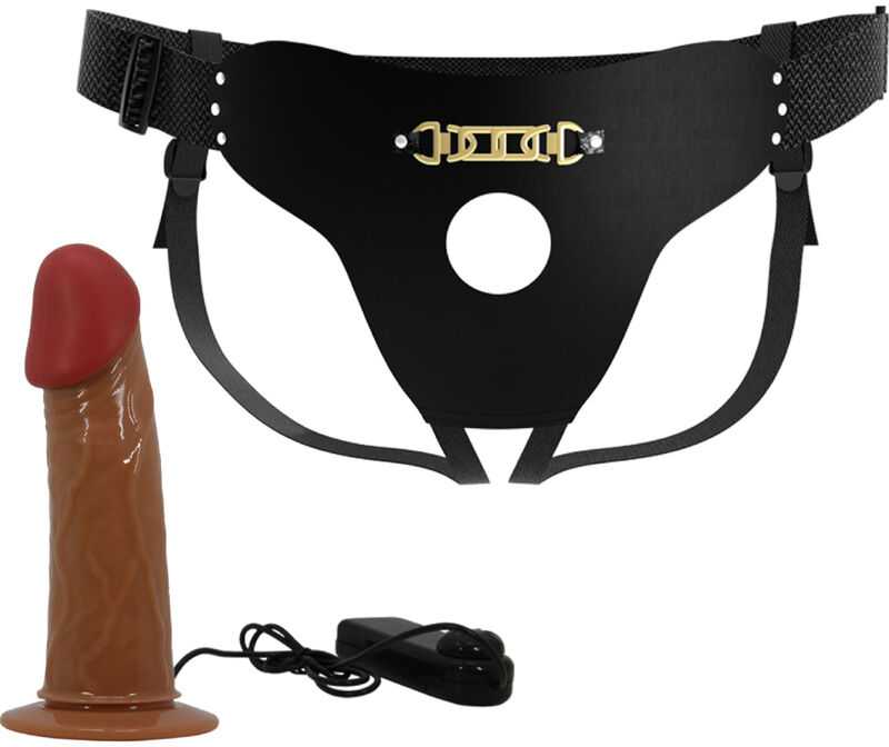 PRETTY LOVE - KELPYNĖS Starks Universal Strap-On Harness 6,9'' Vibruojantis Dildo Šviesiai Ruda
