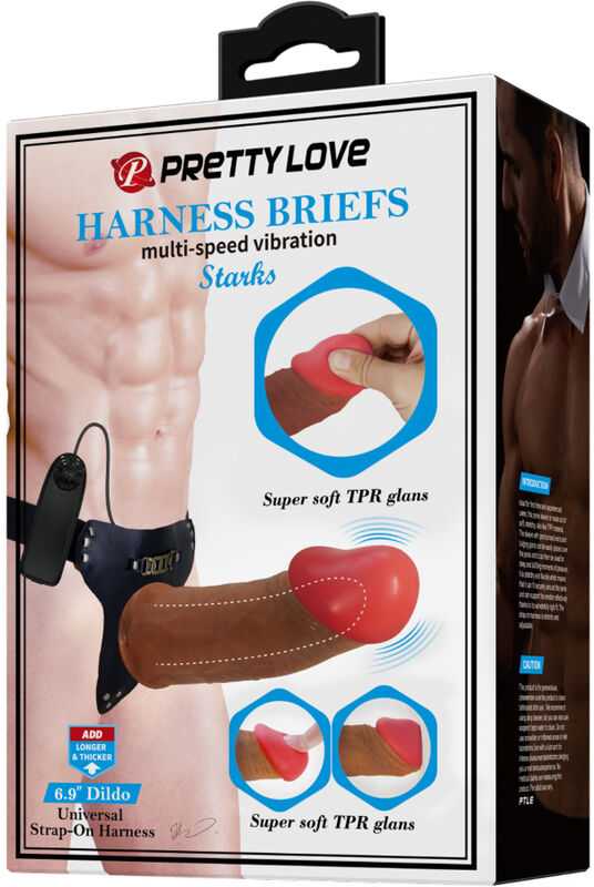 PRETTY LOVE - KELPYNĖS Starks Universal Strap-On Harness 6,9'' Vibruojantis Dildo Šviesiai Ruda