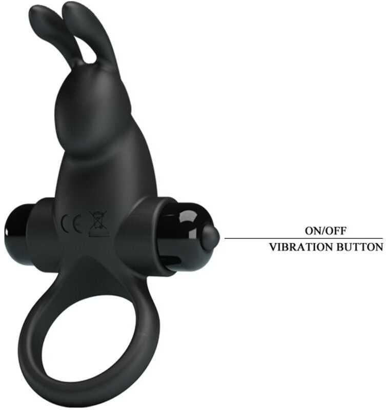 LYBAILE Pretty Love Vibro Penis Ring Rabbit I Juodas
