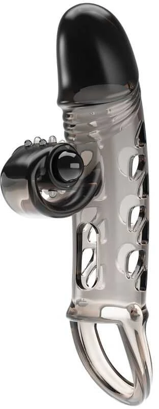 ROMANCE - Penis sleeve, TPE material,vibration, battery LR41*3, Juodas