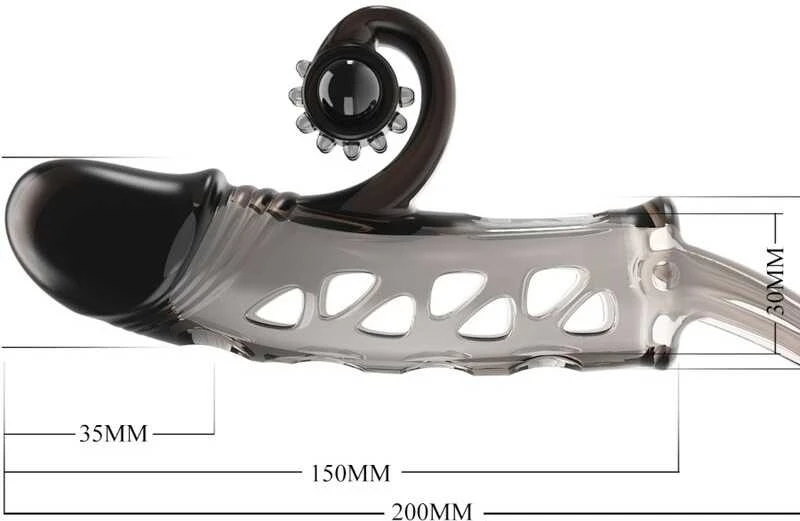 ROMANCE - Penis sleeve, TPE material,vibration, battery LR41*3, Juodas