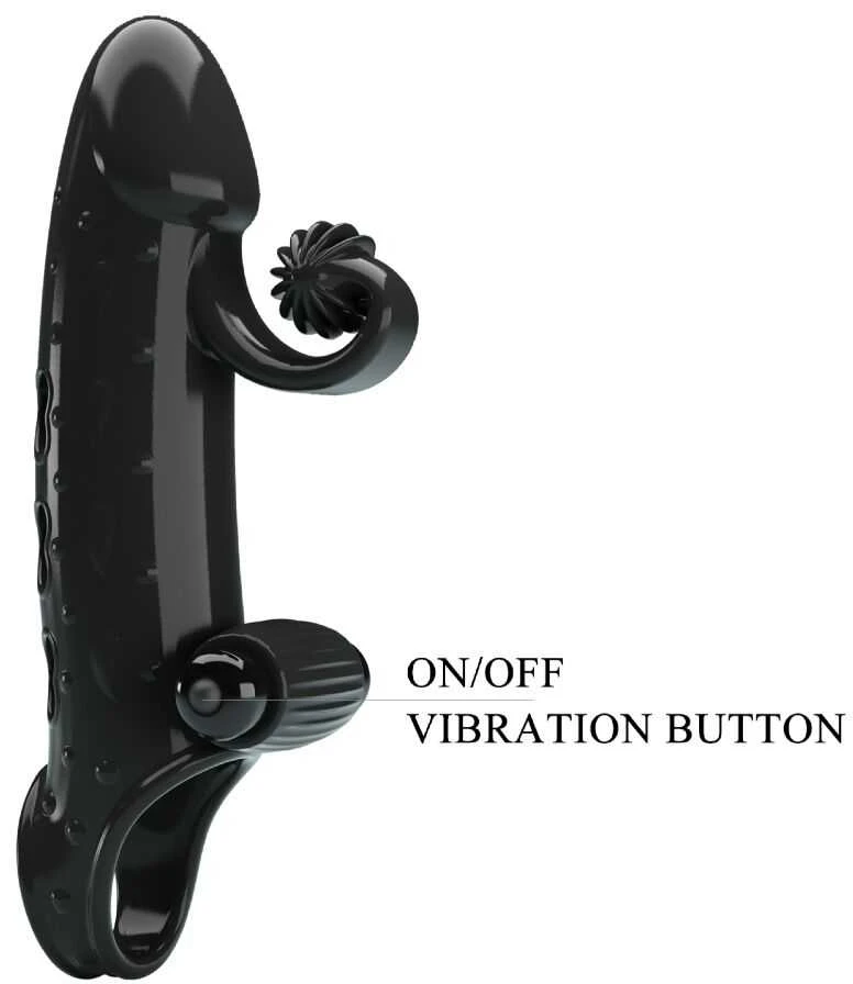 PRETTY LOVE - ROMANCE - VIBRATING PENIS SLEEVE Juodas