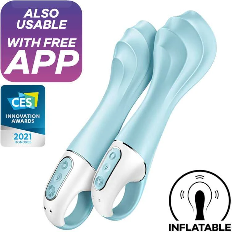Satisfyer Air Pump Vibrator 5+ šviesiai mėlynas pompinis vibratorius