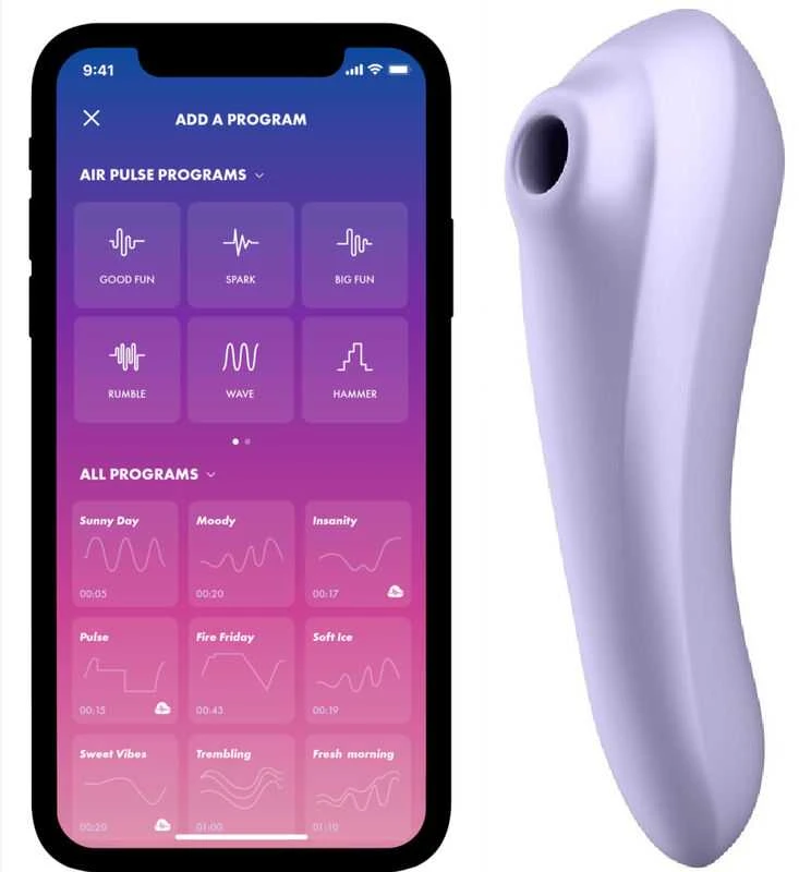 Vibratorius „Satisfyer Dual Pleasure“ su programėle (alyvinės spalvos)