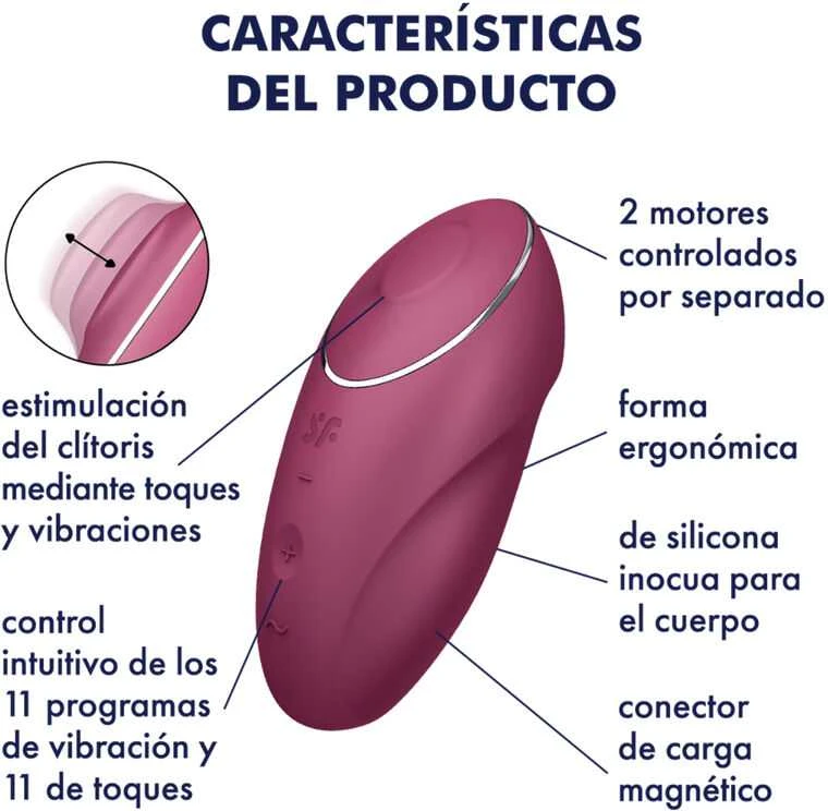 Vibratorius Satisfyer Tap & Climax 1 su Raudonojo sriegimo funkcija