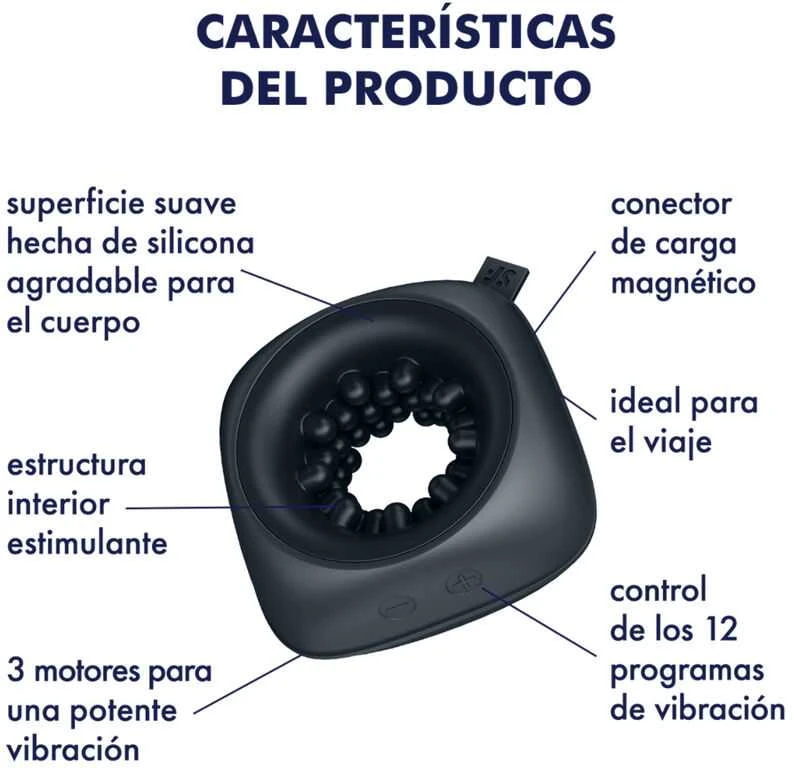 Satisfyer Ring Stroker masturbator su funkcija wibracji Juodas