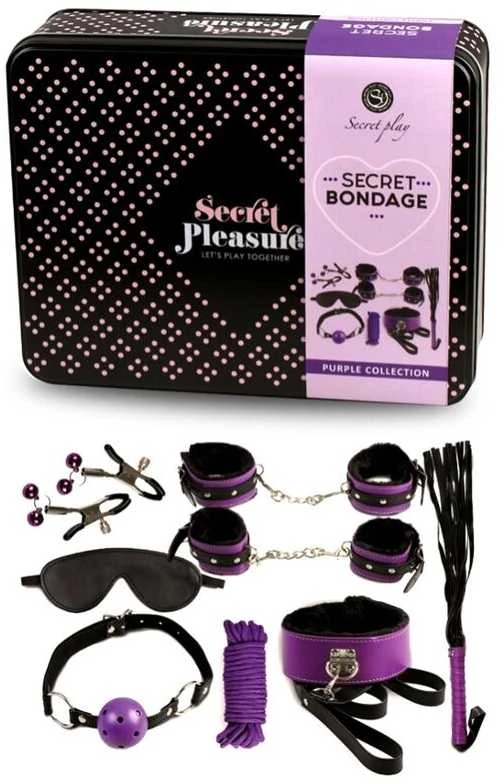 Secret Play Secret Bondage - rinkinys 8 vnt Violetinė & Juodas