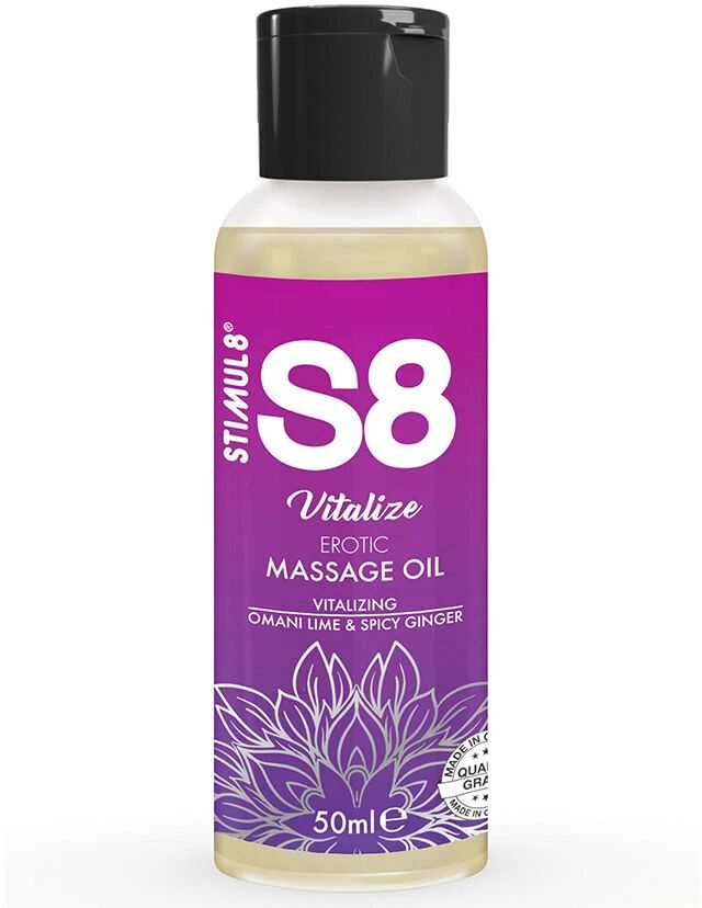 Stimul8 S8 S8 masažinis aliejus 50 ml Omano laimo ir aštraus imbiero