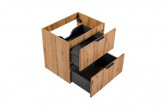 Comad Ąžuolo spalvos pakabinama vonios spintelė su praustuvu Adel oak, 60 cm