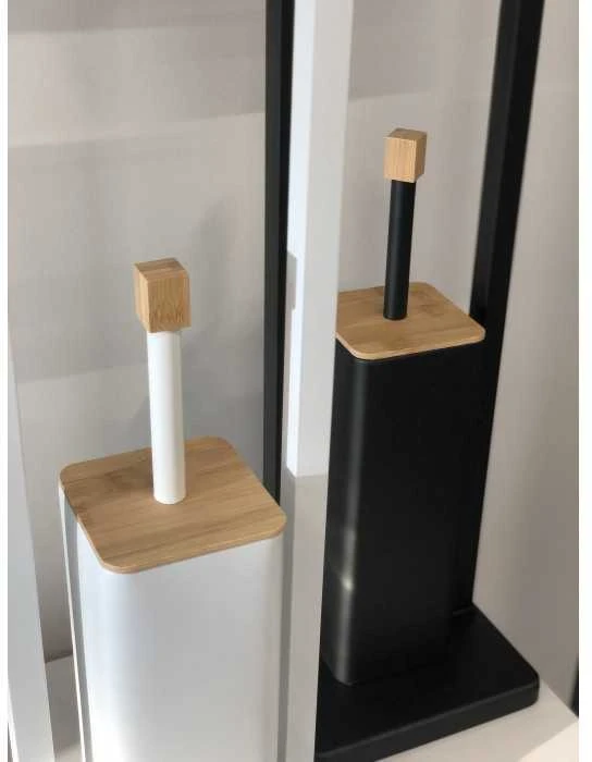 5five Simply Smart Pastatomas juodas metalinis WC šepečio stovas su tualetinio popieriaus laikikliu