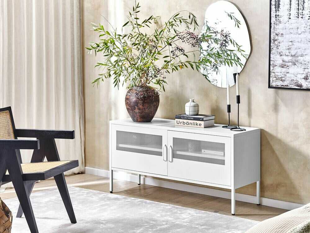 Beliani TV staliukas 2 Durys Metalas Sideboard Balta MORLEY 330160 (Balta)
