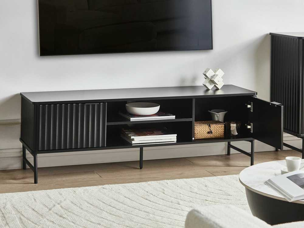 Beliani TV staliukas TV Stand GLASTONBURY Juoda 607590 (Juoda)