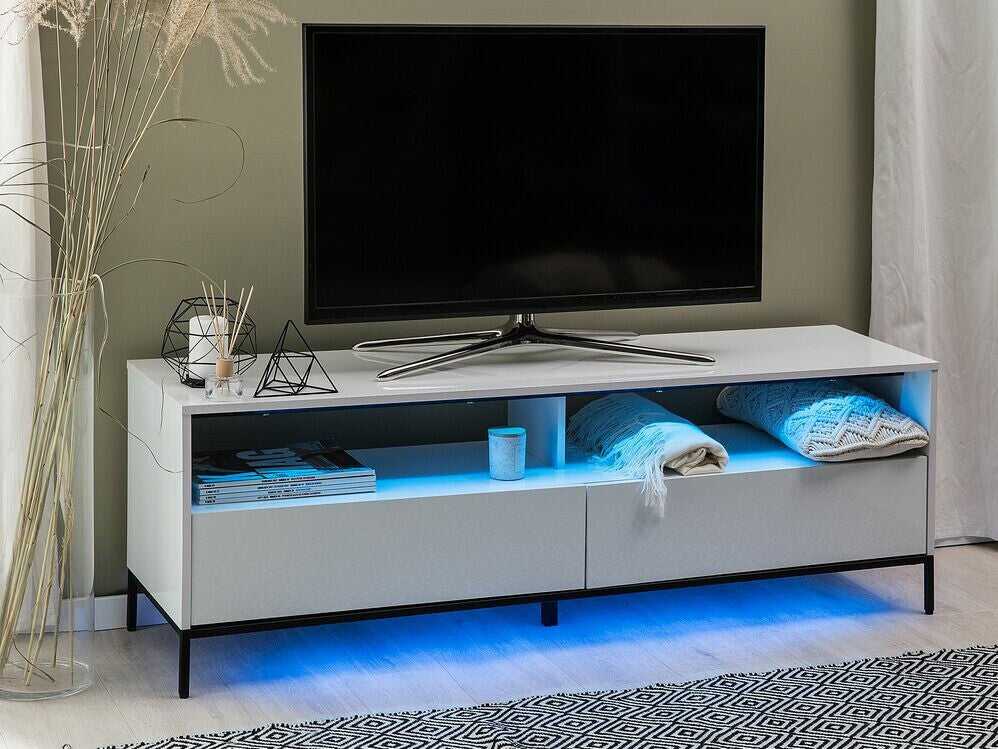 Beliani TV staliukas TV Stand LED Balta SYDNEY 180391