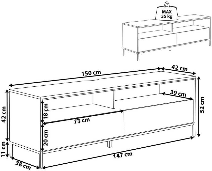 Beliani TV staliukas TV Stand LED Balta SYDNEY 180391