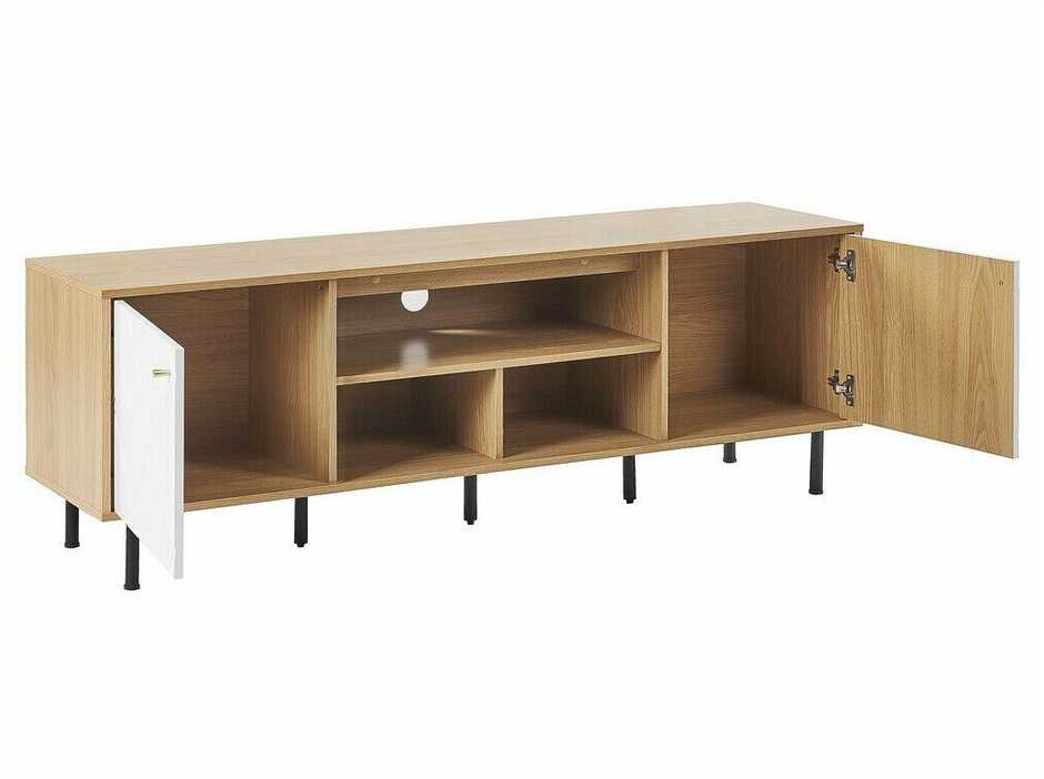 Beliani TV staliukas TV Stand Šviesi Medis with Balta PALMER 317638 Spalva: Šviesus medis + Balta