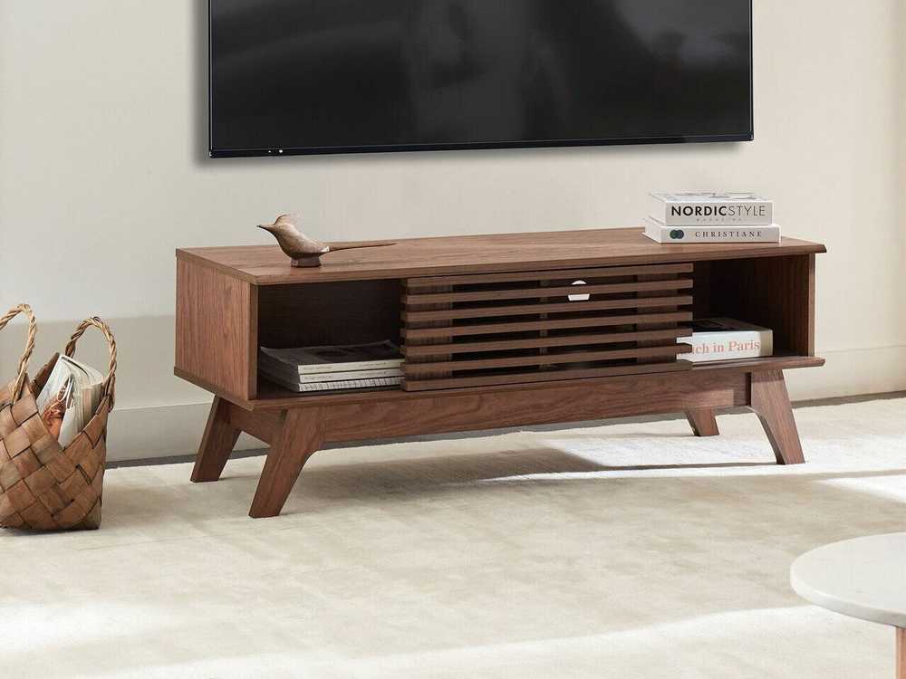 Beliani TV staliukas TV Stand Tamsi Medis TOLEDO 39480 (Tamsus medis)