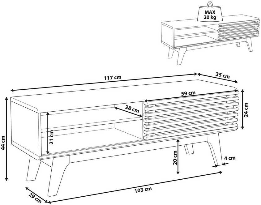 Beliani TV staliukas TV Stand Tamsi Medis TOLEDO 39480 (Tamsus medis)