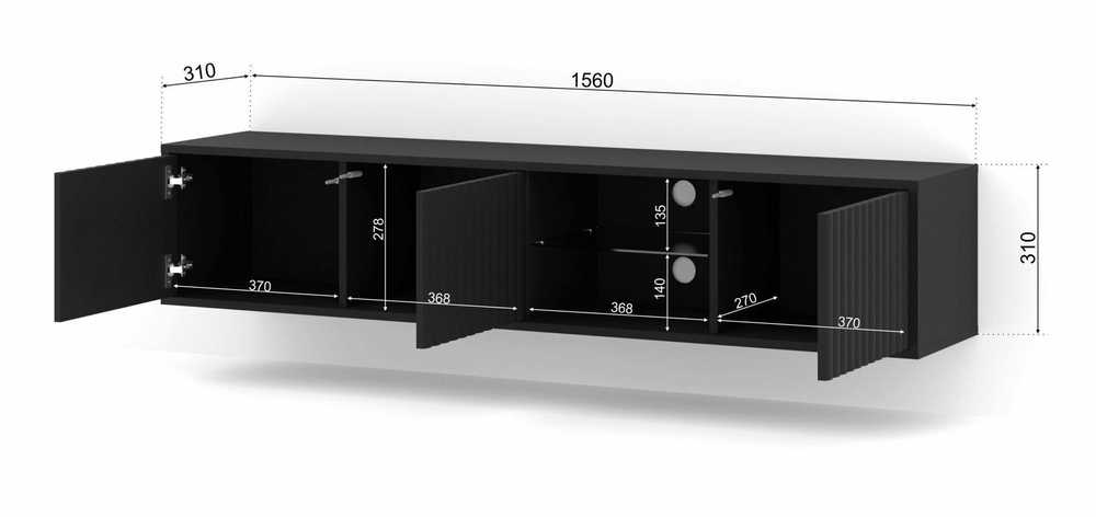 Homelando TV staliukas MITA_TV_STAND_156_BLACK_MAT (Matinė juoda)