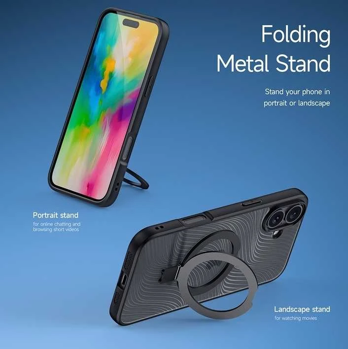 Dėklas Dux Ducis "Aimo Mag Stand" skirtas Apple iPhone 16 Plus juodas