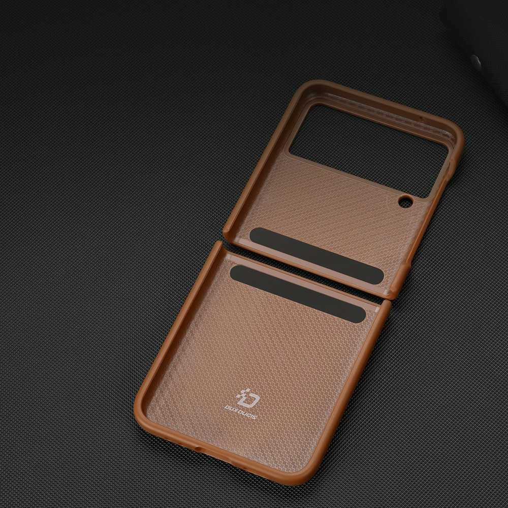Dux Ducis Venice dėklas skirtas Samsung Galaxy Z Flip 4, rudas