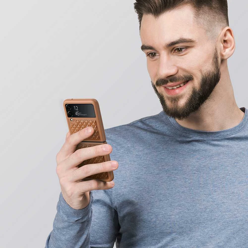 Dux Ducis Venice dėklas skirtas Samsung Galaxy Z Flip 4, rudas