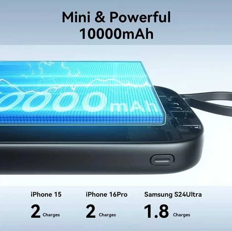 Išorinė baterija Power Bank Joyroom JR-PBF18 22.5W with Lightning cable 10000mAh juoda