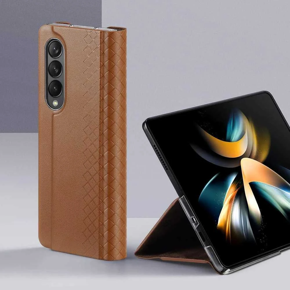 Dėklas Oem Dux Ducis "Bril" skirtas Samsung F936 Z Fold4 rudas