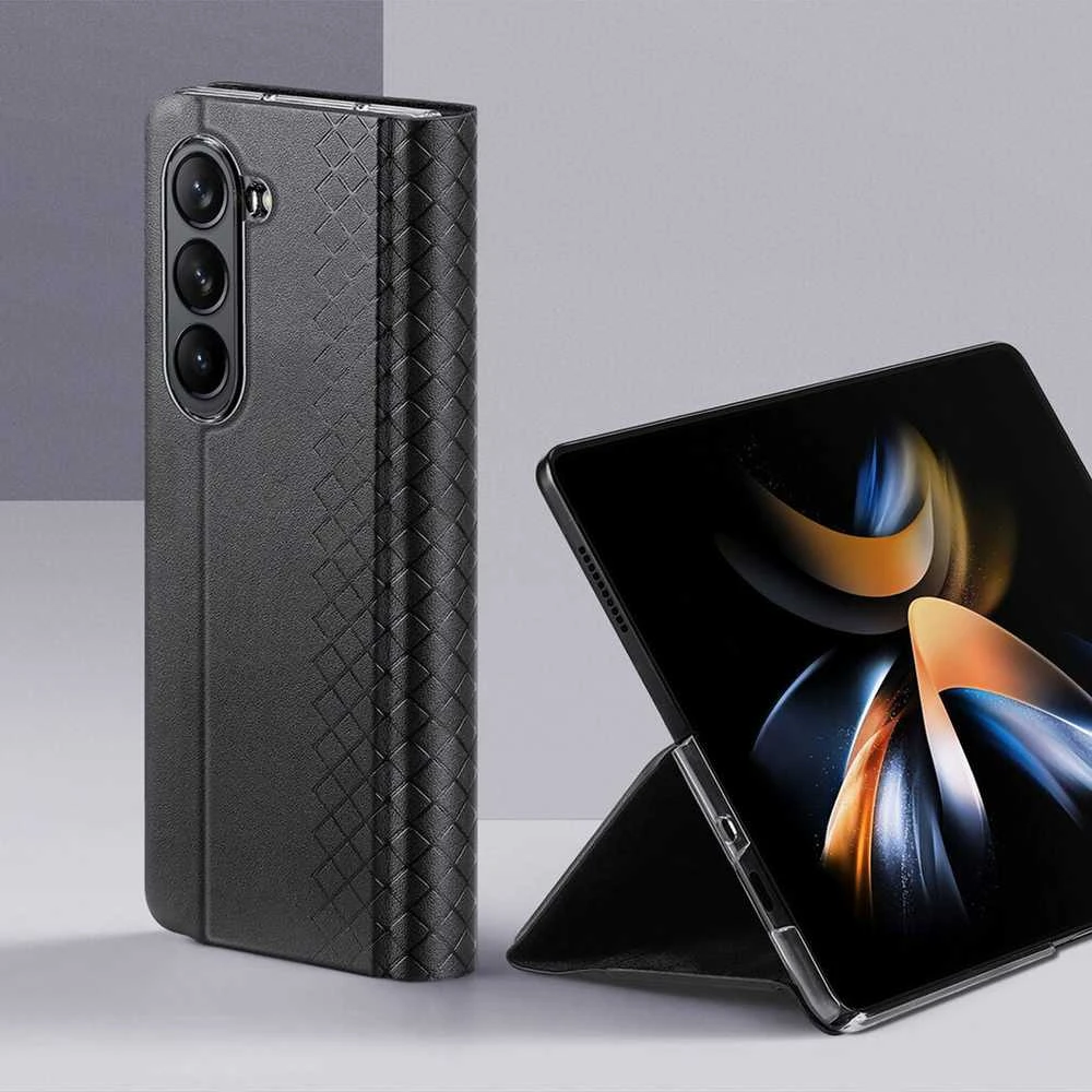Dux Ducis Brill leather dėklas skirtas Samsung Galaxy Z Fold 6 with flap and card slot – juodos spalvos