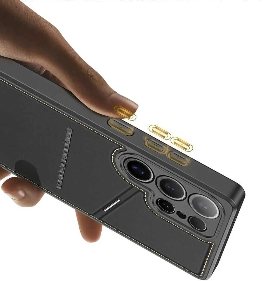 Dux Ducis Rafi II Samsung Galaxy S25 Ultra su stoveliu and Wallet – dėklas telefonui juodos spalvos