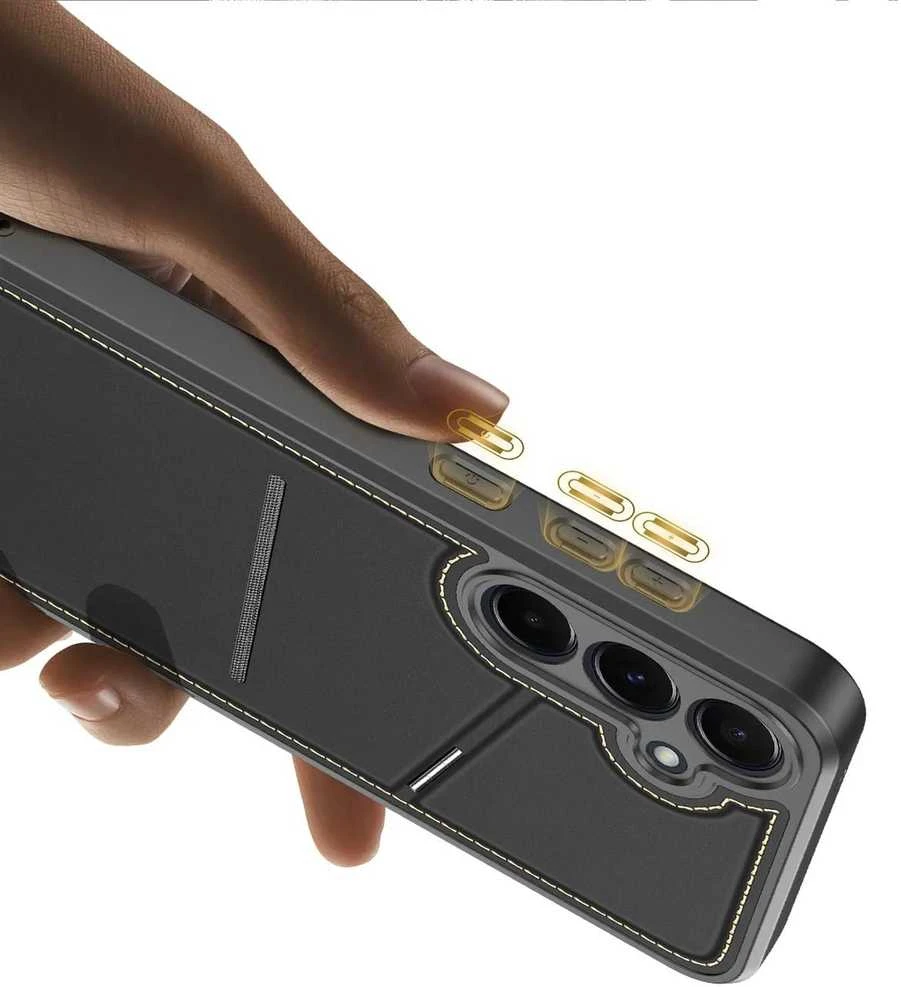Dux Ducis Rafi II Samsung Galaxy S25 Plus su stoveliu and Wallet – dėklas telefonui juodos spalvos