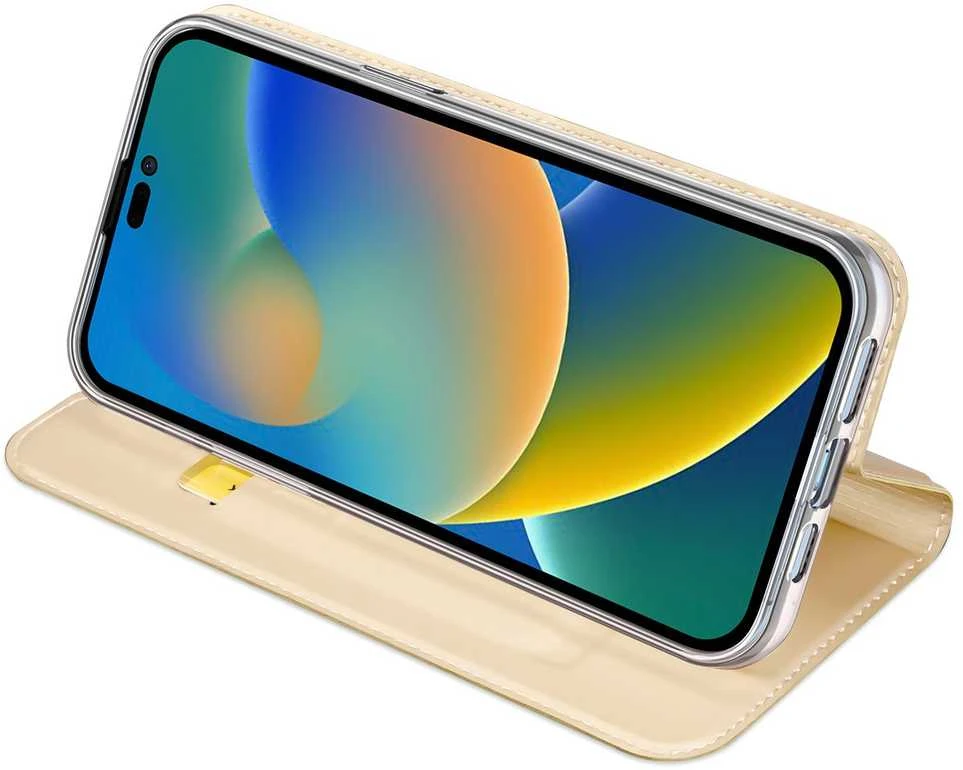 Dėklas Dux Ducis Skin Pro Samsung Galaxy S23 Plus atverčiamas Card Wallet su stoveliu Gold