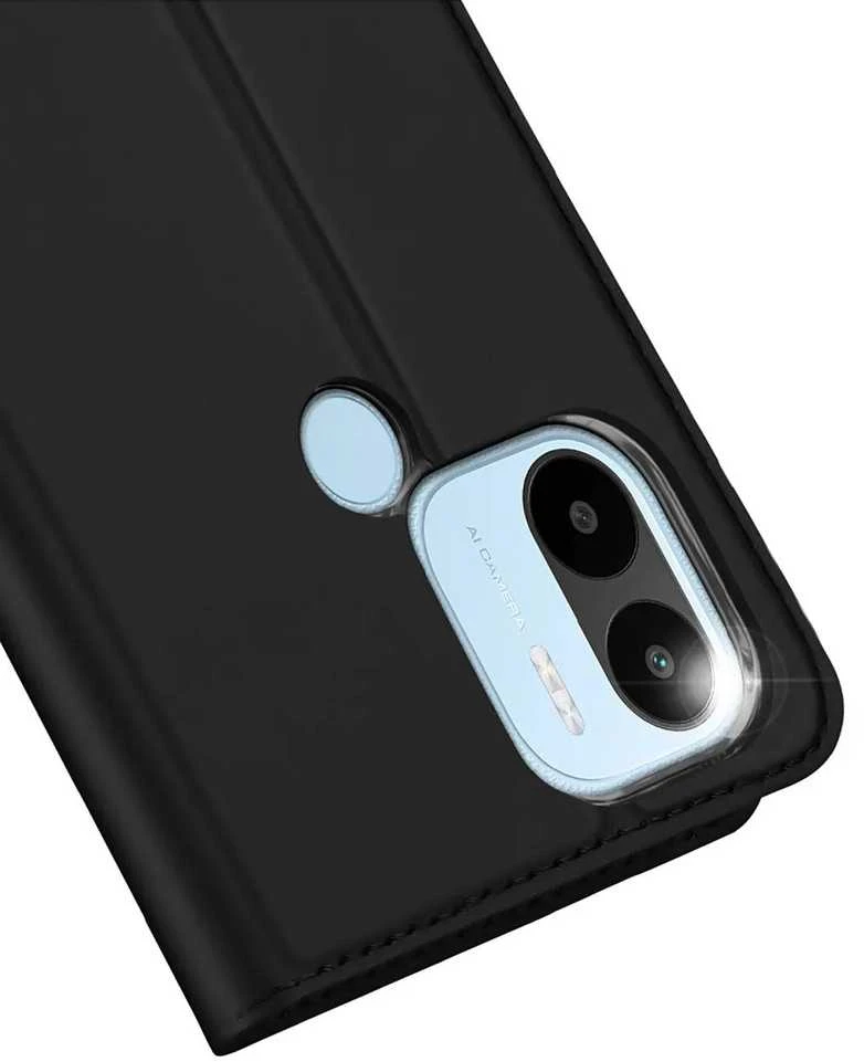 Dux Ducis Skin Pro Xiaomi Redmi A1+ atverčiamas Card Wallet su stoveliu dėklas telefonui juodos spalvos