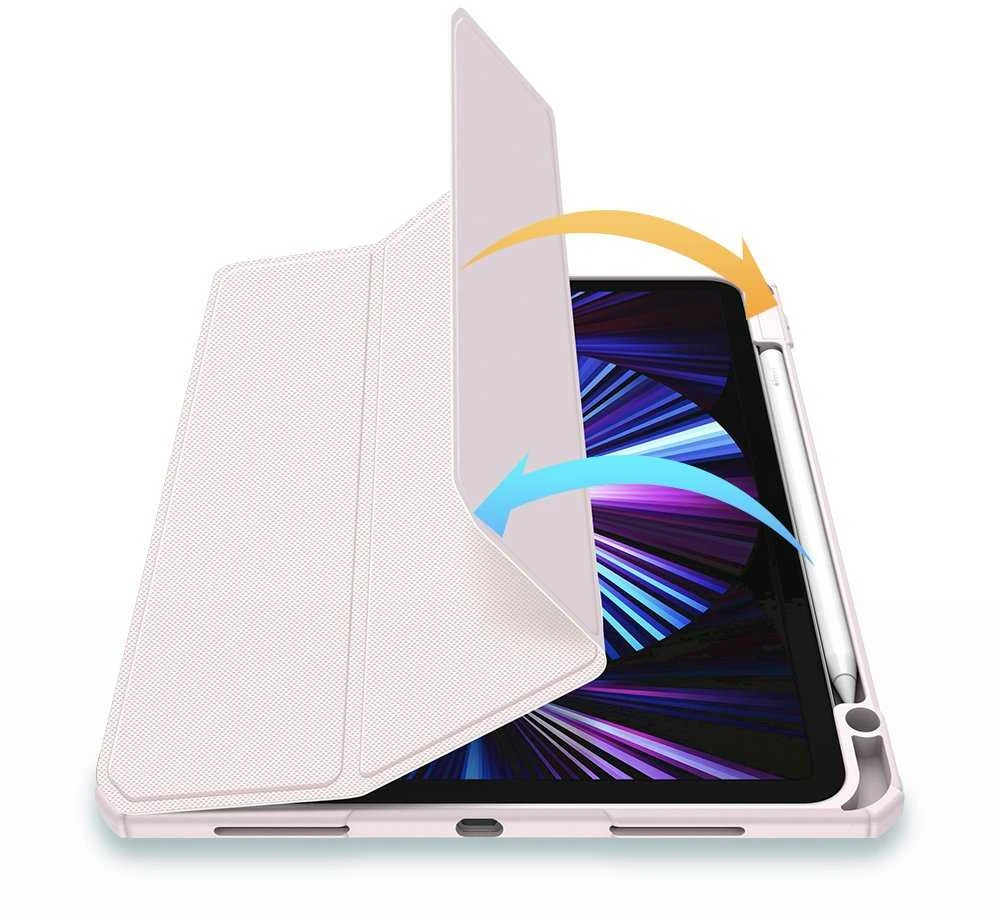 Dux Ducis Toby Armored Flip Smart iPad Air 2020/2022 Apple Pieštukas Holder Rožinė