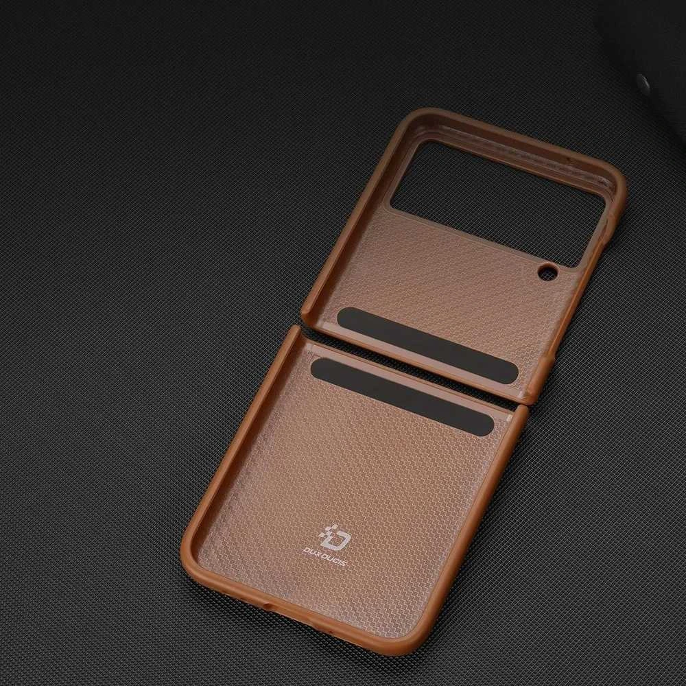 Dux Ducis Venice dėklas skirtas Samsung Galaxy Z Flip 4, rudas