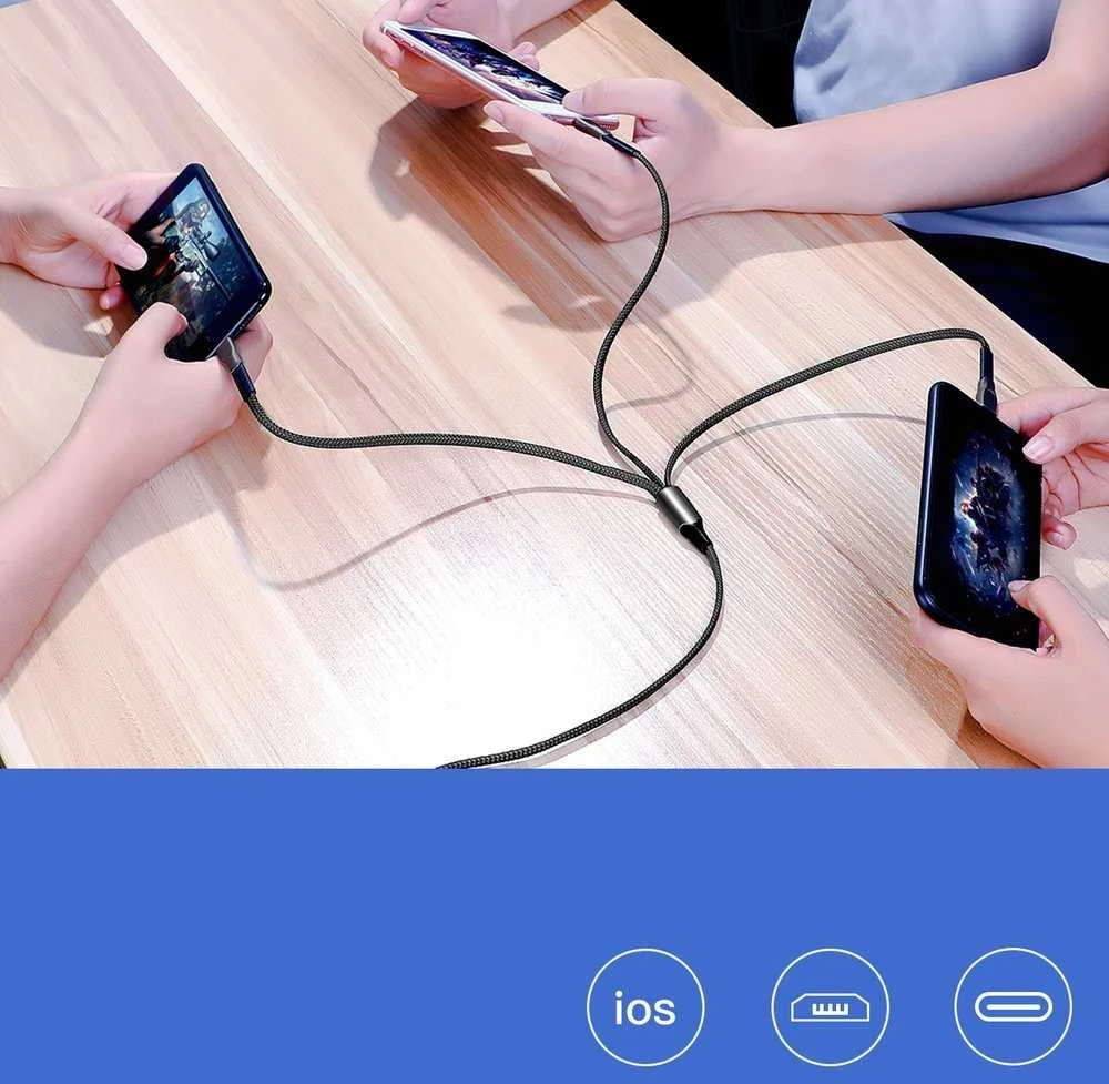 Joyroom "3in1" raudonas 130cm (iki 3.5A / 480 mbps)