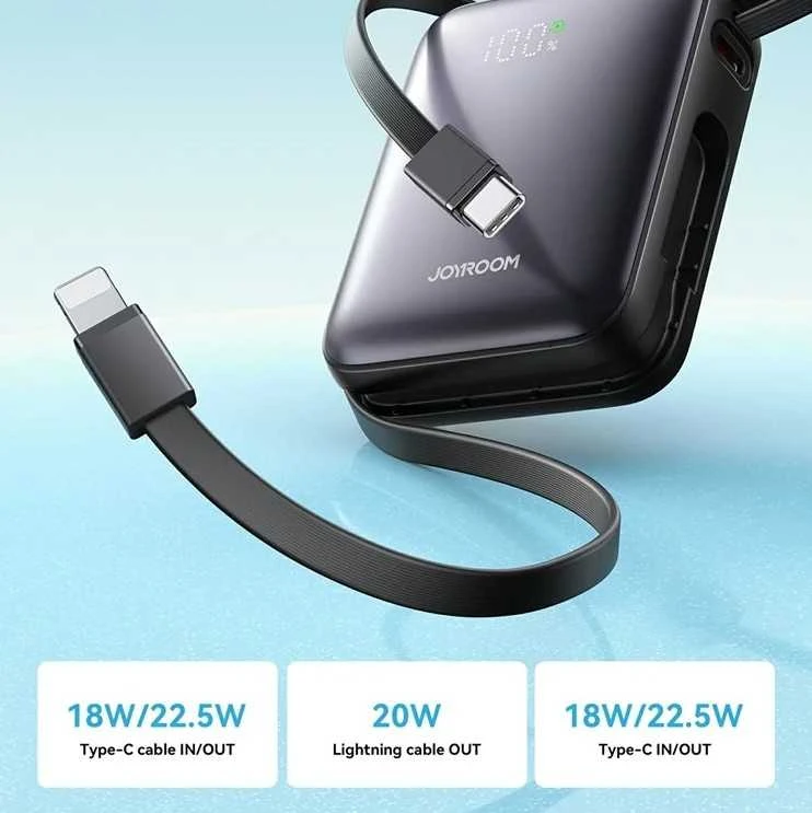 Išorinė baterija Power Bank Joyroom JR-PBF27 22.5W Mini 10000mAh juoda