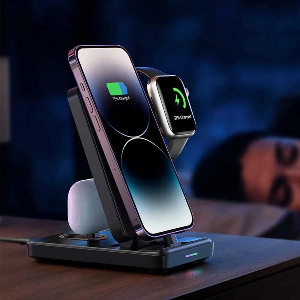 Įkroviklis belaidis Joyroom JR-WQS02 4-in-1 for iPhone AirPods Apple Watch juodas