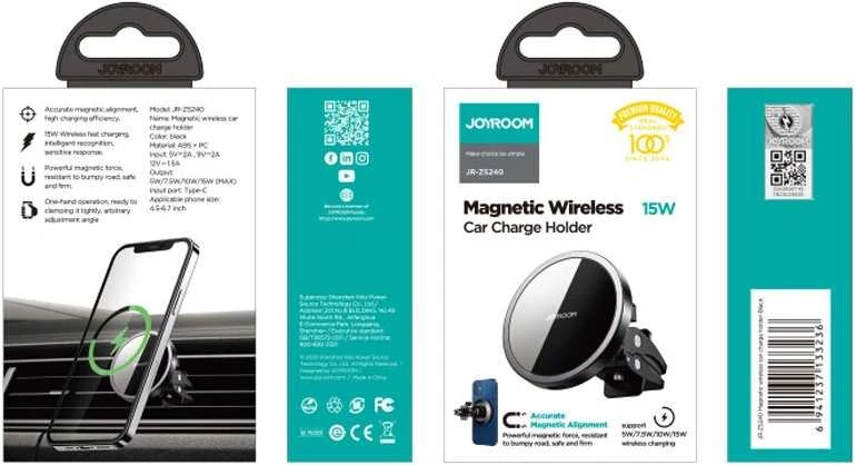 Automobilinis laikiklis-įkroviklis Joyroom JR-ZS240 MagSafe 15W juodas