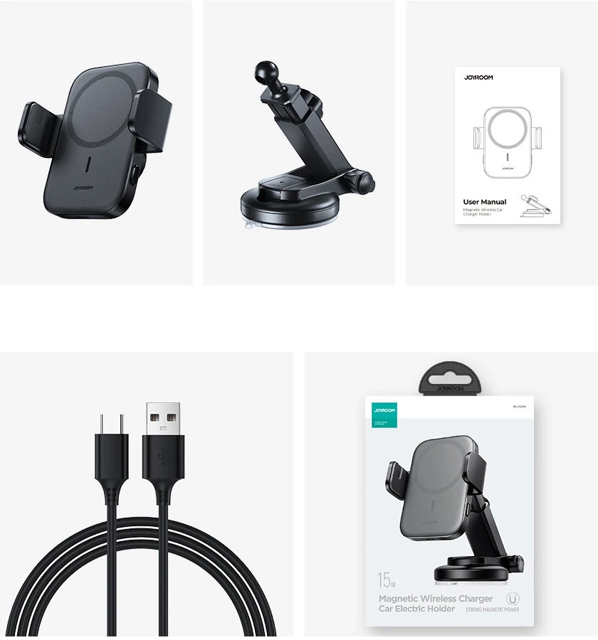 Automobilinis laikiklis-įkroviklis Joyroom JR-ZS295 15W MagSafe juodas