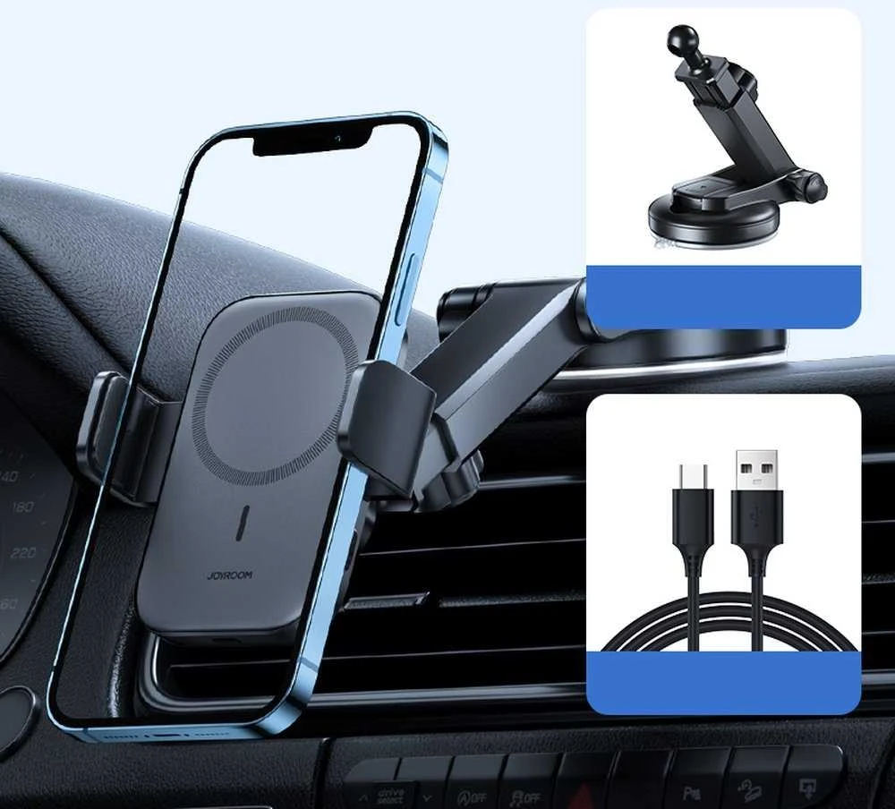 Automobilinis laikiklis-įkroviklis Joyroom JR-ZS295 15W MagSafe juodas