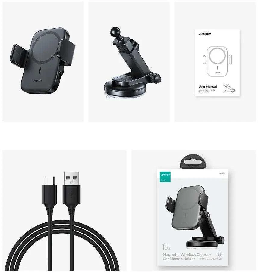 Automobilinis laikiklis-įkroviklis Joyroom JR-ZS295 15W MagSafe juodas