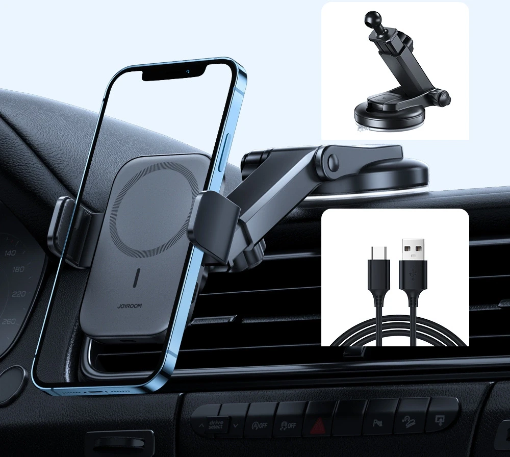 Automobilinis laikiklis-įkroviklis Joyroom JR-ZS295 15W MagSafe juodas