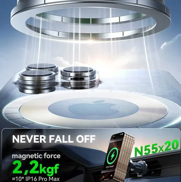 Magnetinis belaidžio automobilinio įkroviklio laikiklis Joyroom JR-ZS412 juodos spalvos