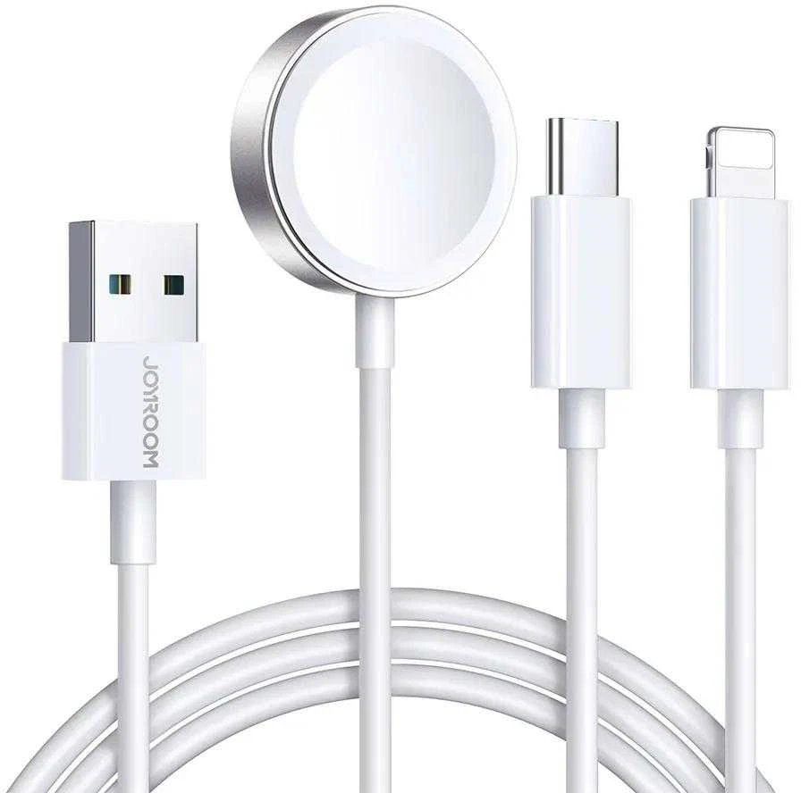 Apple Watch magnetinis įkroviklis Joyroom S-IW008 Lightning + USB-C 5 V 1.2 m (baltas)