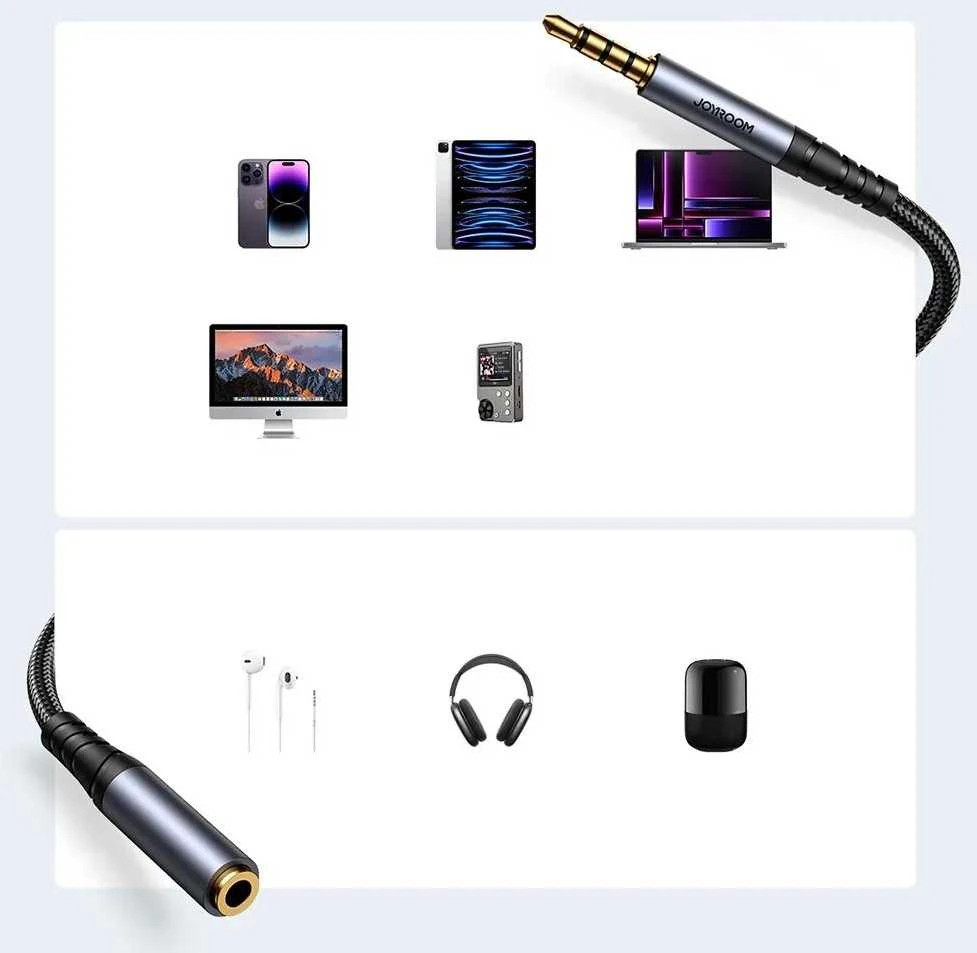 Audio kabelis Joyroom SY-A09 3,5mm (M) to 3,5mm (F) 1.2m juodas