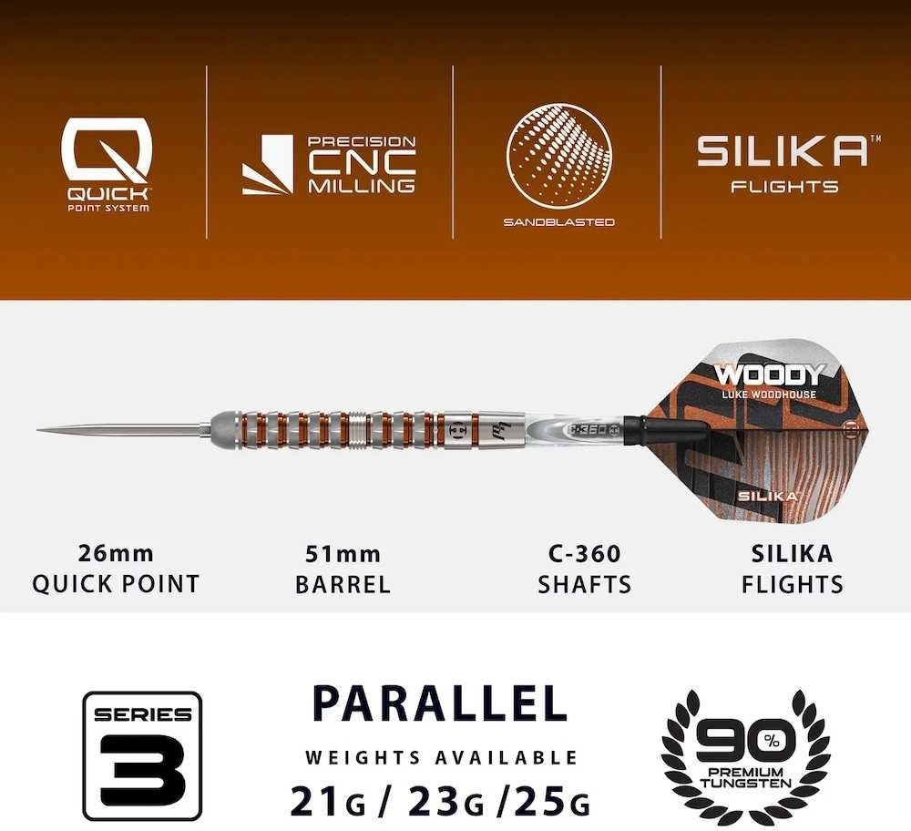 21 gramo strėlytės Harrows Luke Woodhouse Series 3 Quick 90% volframo