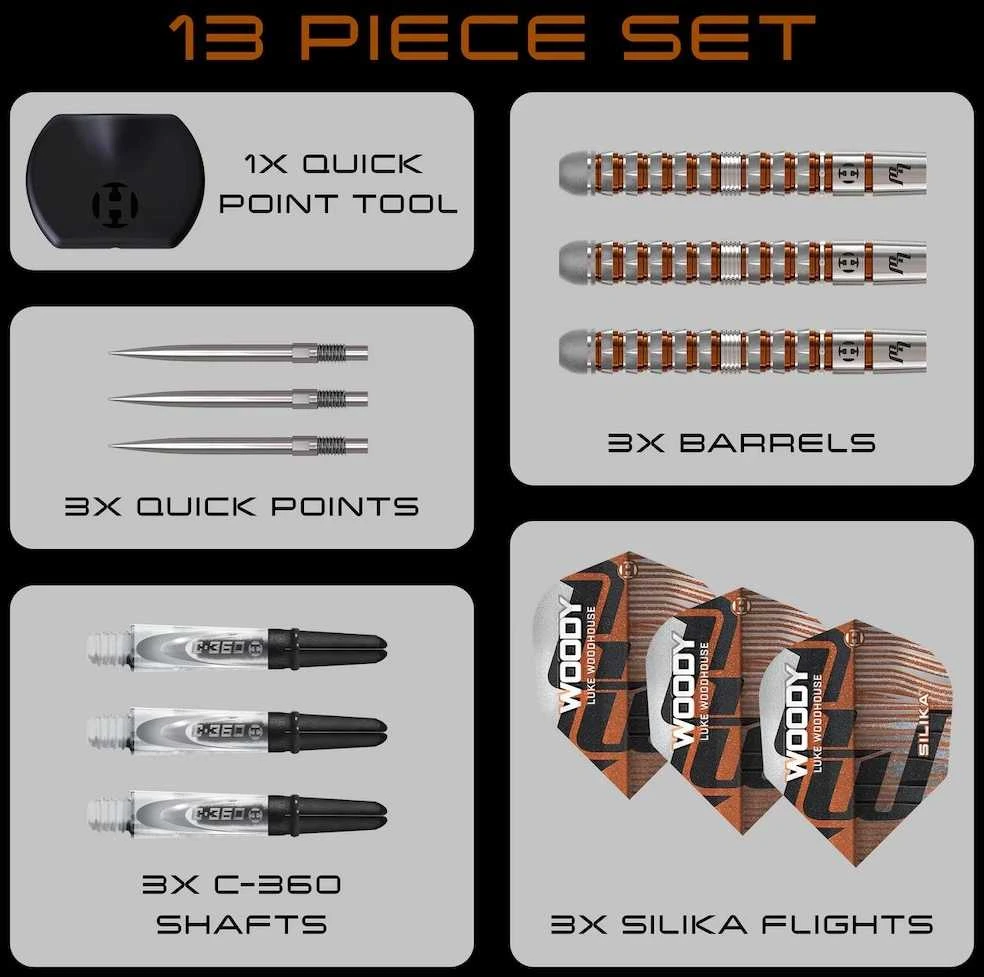 23 gramų strėlytės Harrows Luke Woodhouse Series 3 Quick 90% volframo