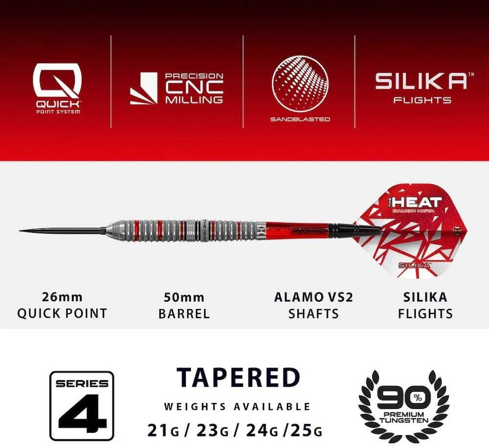 24 gramų strėlytės Harrows Damon Heta Series 4 Quick 90% volframo