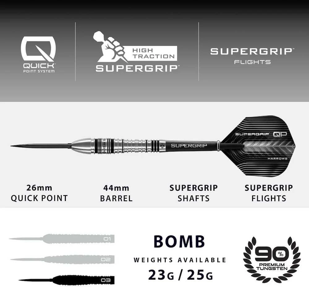 25 gramų strėlytės Harrows Supergrip QP Bomb 90% Quick