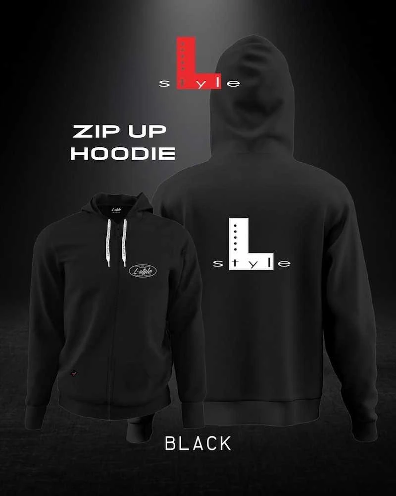 L-style džemperis su gobtuvu, XXXXL, juodas